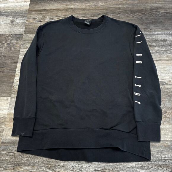 Nike Dri-Fit Black & White Mens L Just Do It Sleeve Spellout Pullover Sweatshirt - Picture 2 of 11